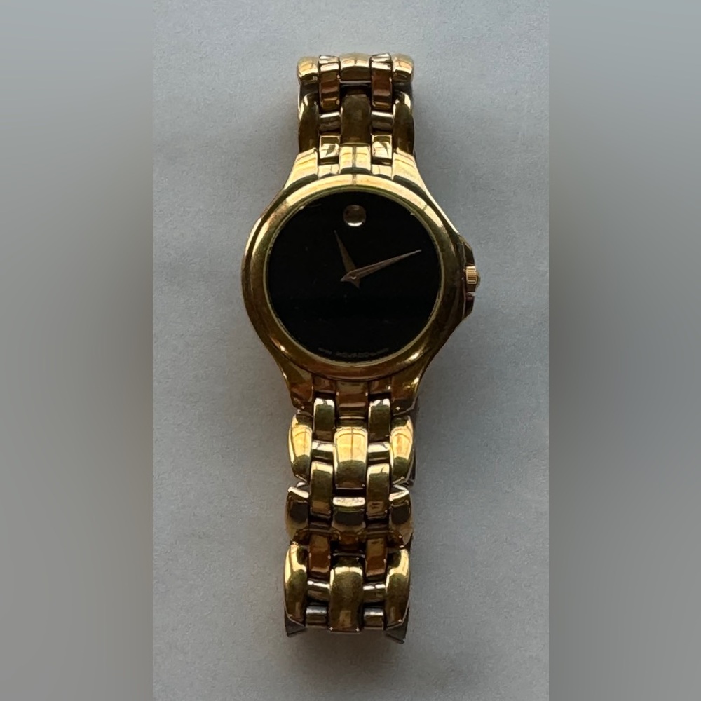 Vintage 1996 Museum Movado Stainless Steel Gold Plated Watch